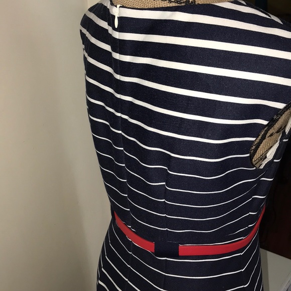 Navy and white stretch dress. - Picture 4 of 5
